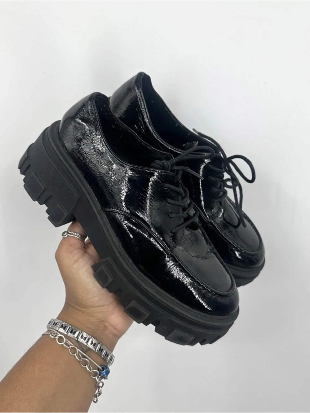 Asos Black Chunky Loafers Size Women's US 6 Grunge Goth Platforms